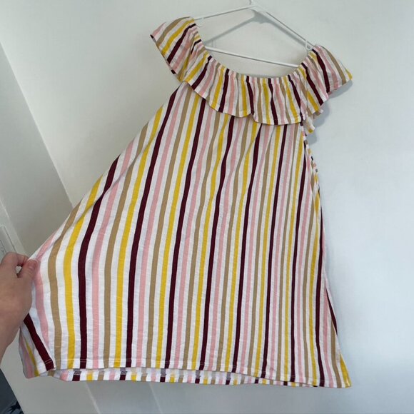 LANE BRYANT Plus Size Ruffle Edge Tank Top White Burgundy Pink Yellow Striped 3X - Picture 13 of 13